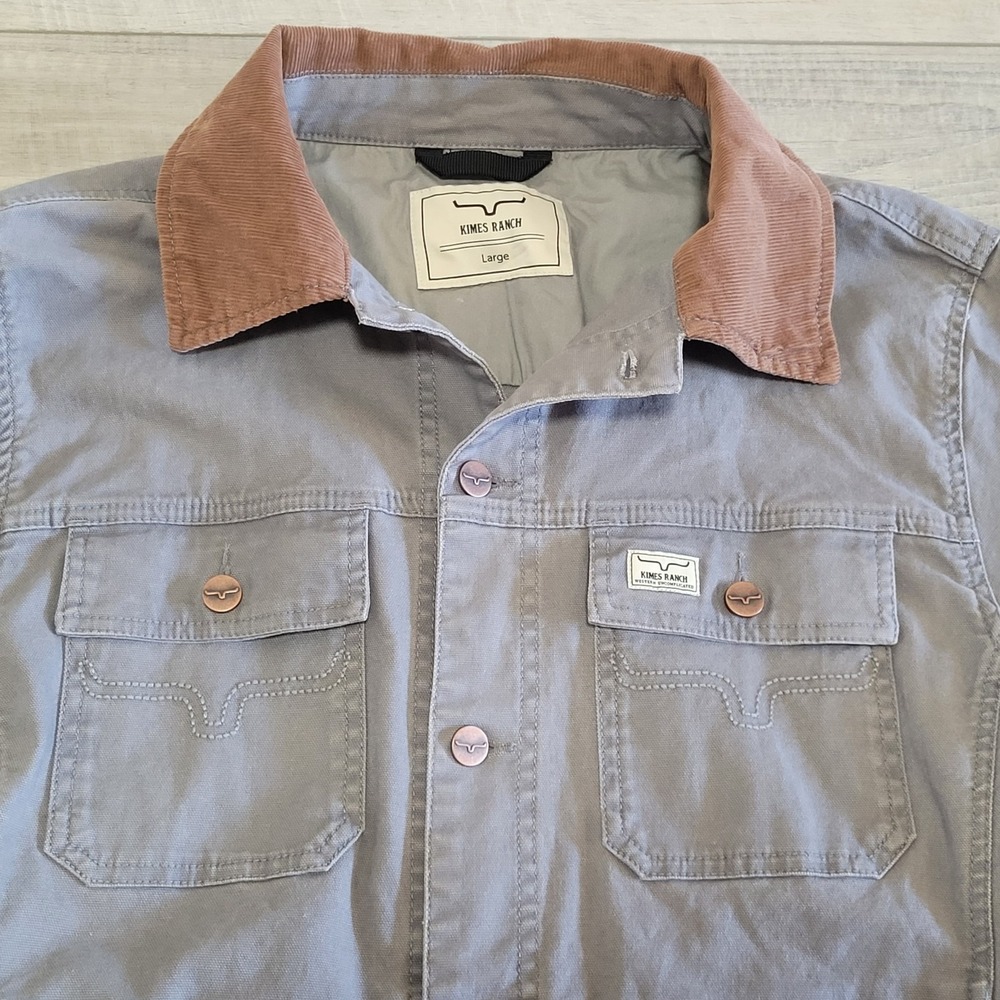 Kimes Ranch Light Gray Worker Jacket with Brown Corduroy Collar - Picture 3 of 16